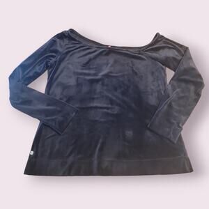 Lilly Pulitzer Velour Onyx Black One Shoulder Drape Neck L Pullover Top